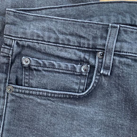 Rag And Bone Fit 1 Extra Slim Straight Jeans Black Dark Wash Distressed Hem - Picture 7 of 11